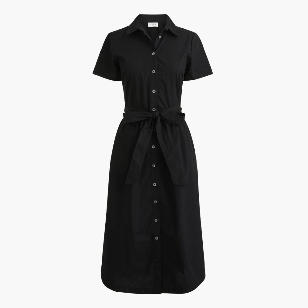 J.Crew Factory Black Short Sleeve Midi Shirtdress – Size 10